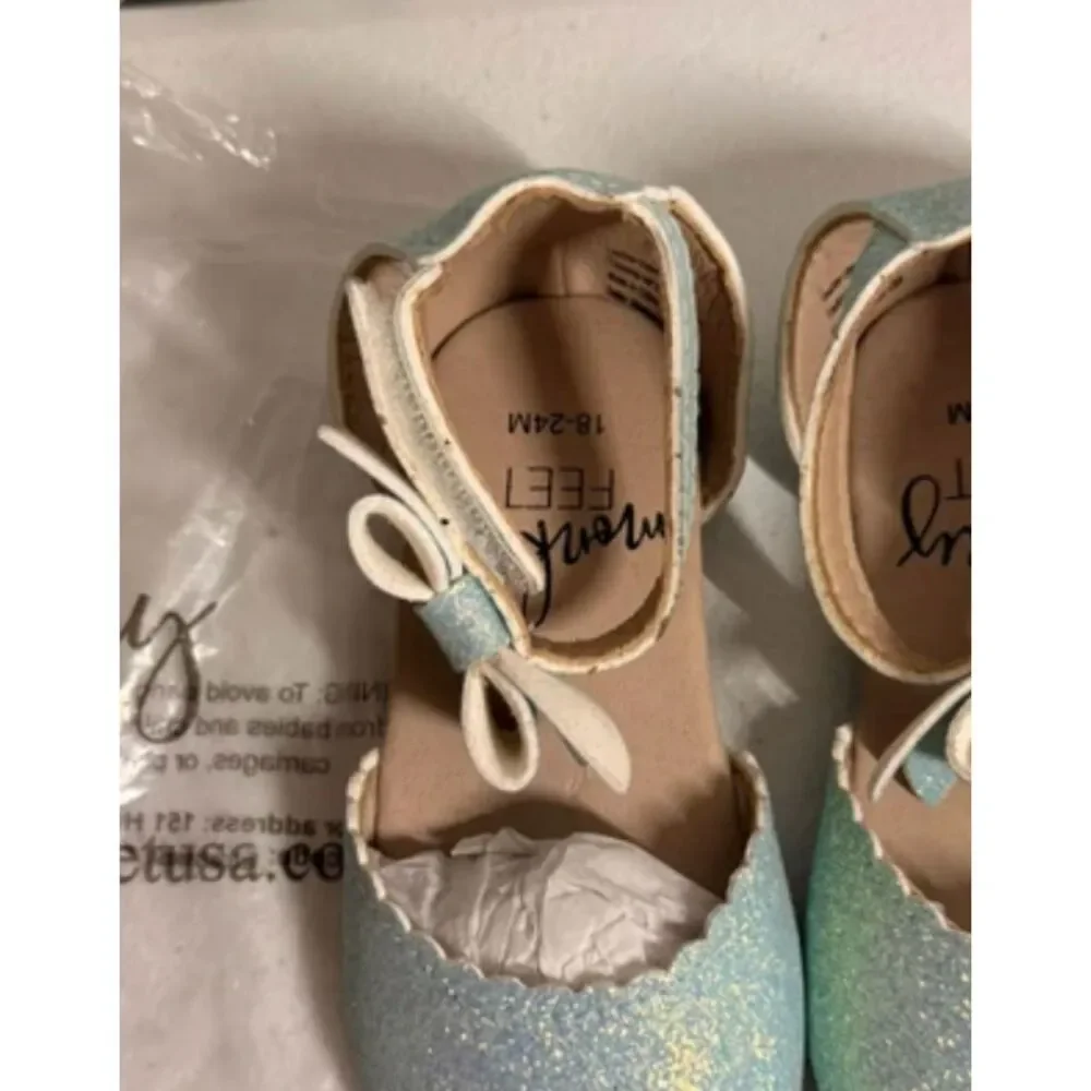 Monkey Feet Blue Sparkle Dress Shoes Toddler Girl 18-24m/9c 5018